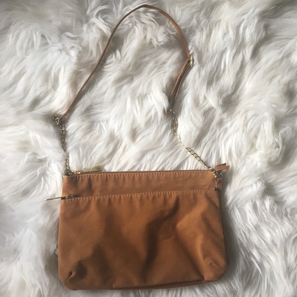 H&M Handbags - H&M Cognac Suede Adjustable Strap Crossbody Bag